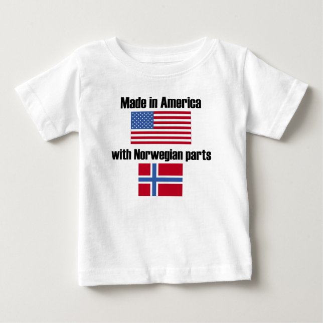 Camiseta De Bebé Hecho en América con las piezas noruegas (Anverso)
