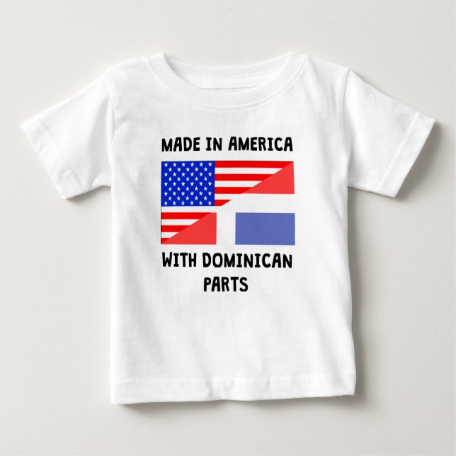 Camiseta De Bebé Hecho en americano con las piezas dominicanas (Anverso)