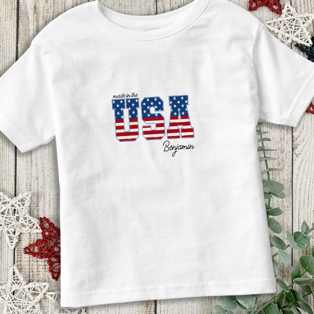 Camiseta De Bebé Hecho en Estados Unidos Bandera Estadounidense Pat (Subido por el creador)