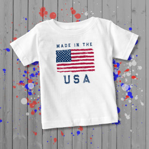 Camiseta De Bebé "Hecho en Estados Unidos" (Blue Text) Vintage US F