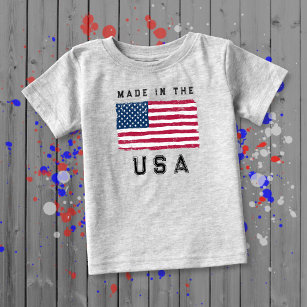 Camiseta De Bebé "Hecho en Estados Unidos" (texto negro) Vintage ba