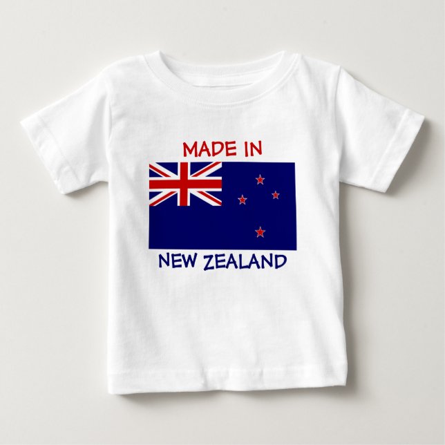 Camiseta De Bebé Hecho en Nueva Zelanda con bandera de Nueva Zeland (Anverso)