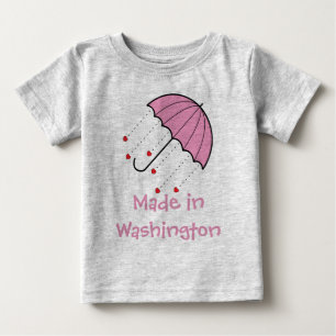 Camiseta De Bebé Hecho en Washington - Paraguas con corazones (rosa