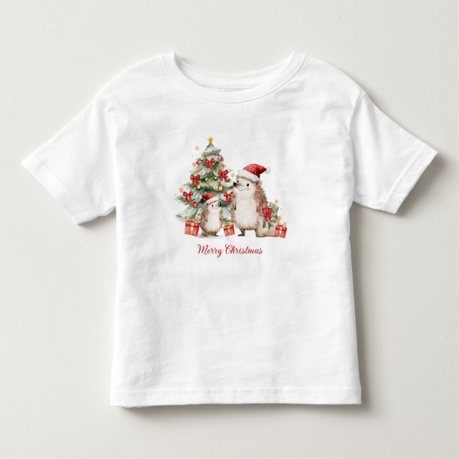 Camiseta De Bebé Hedgehog Christmas Tree Presents Kids (Anverso)