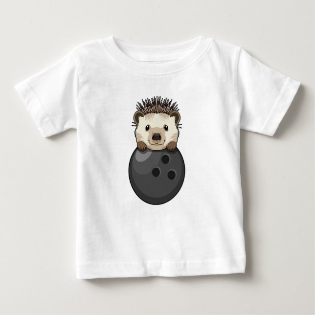 Camiseta De Bebé Hedgehog en el Bowling con bolas (Anverso)