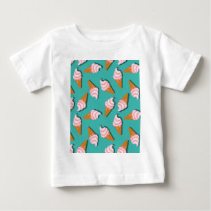 Camiseta De Bebé Helado de conos de gofre y patrón de yogur congela