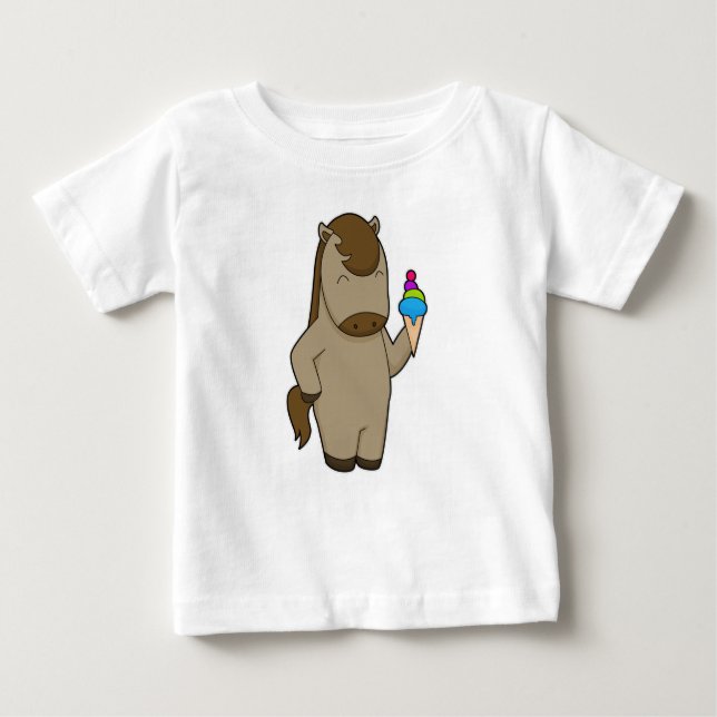 Camiseta De Bebé Helado de waffle de caballo (Anverso)