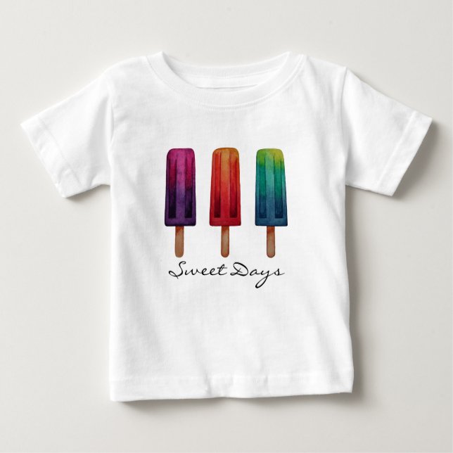 Camiseta De Bebé Helados De Paleta Monos De Acuarela (Anverso)