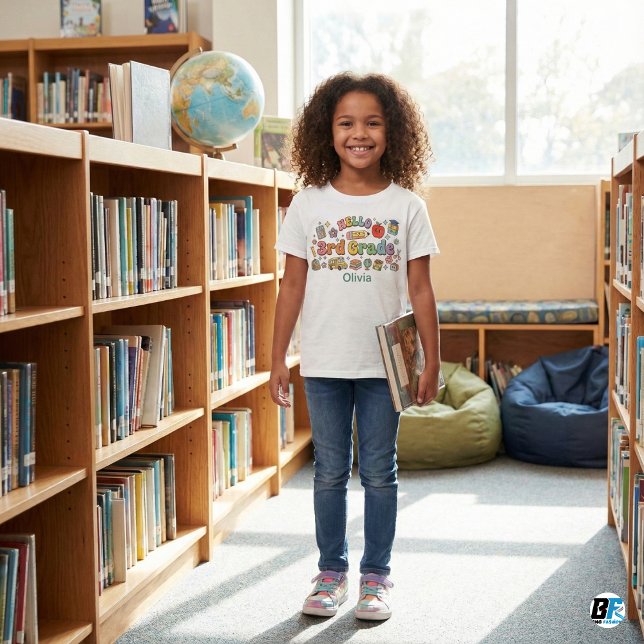 Camiseta De Bebé Hello 3rd Grade Retro Groovy Custom Name Kids (Subido por el creador)