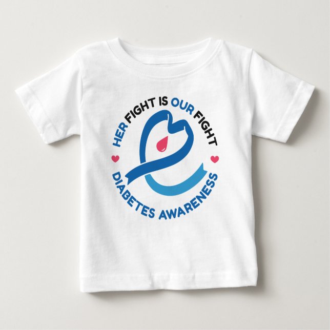 Camiseta De Bebé Her Fight Is Our Fight – Diabetes Awareness (Anverso)