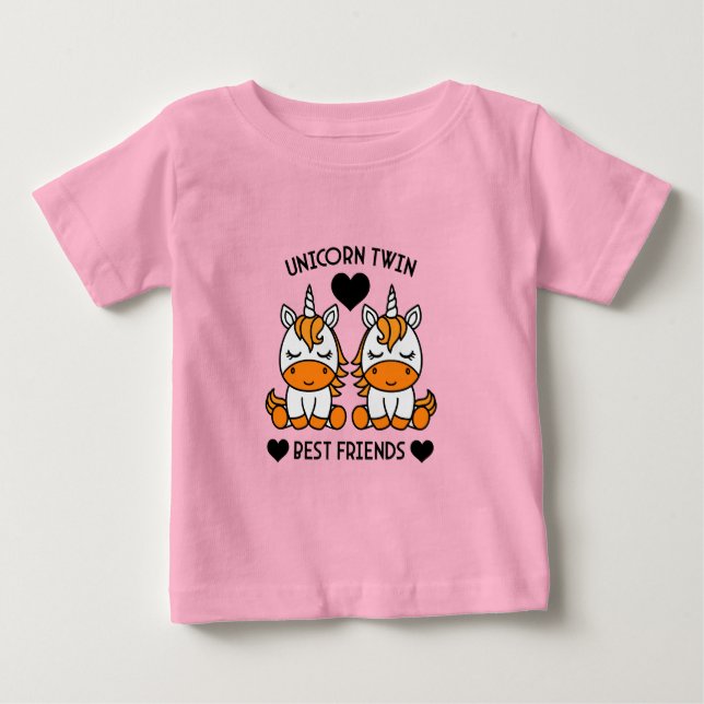Camiseta De Bebé Hermana gemela unicornio (Anverso)