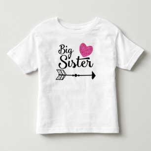 Camiseta De Bebé Hermana Grande Corazón Rosa Arrow Raglan
