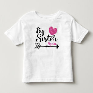 Camiseta De Bebé Hermana grande de nuevo corazón rosado Arrow Ragla