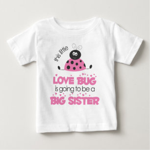 Camiseta De Bebé Hermana grande del insecto rosado del amor
