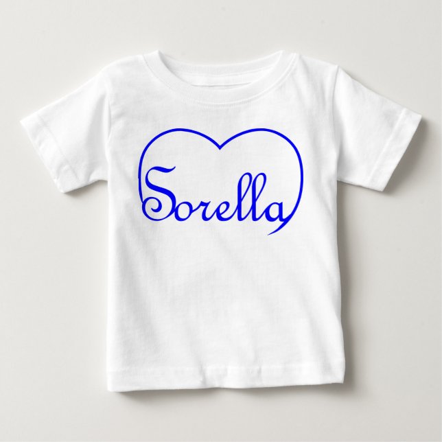 Camiseta De Bebé Hermana italiana Hermana corazón Azul (Anverso)