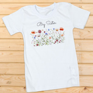 Camiseta De Bebé Hermana Mayor Acuarela Pradera de Flores Silvestre