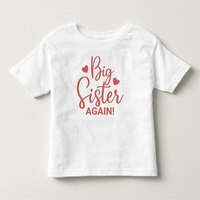Camiseta De Bebé Hermana Mayor Adorable Otra Vez con Corazón (Anverso)