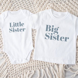 Camiseta De Bebé Hermana Mayor   Azul Polvoriento Familia Con Herma