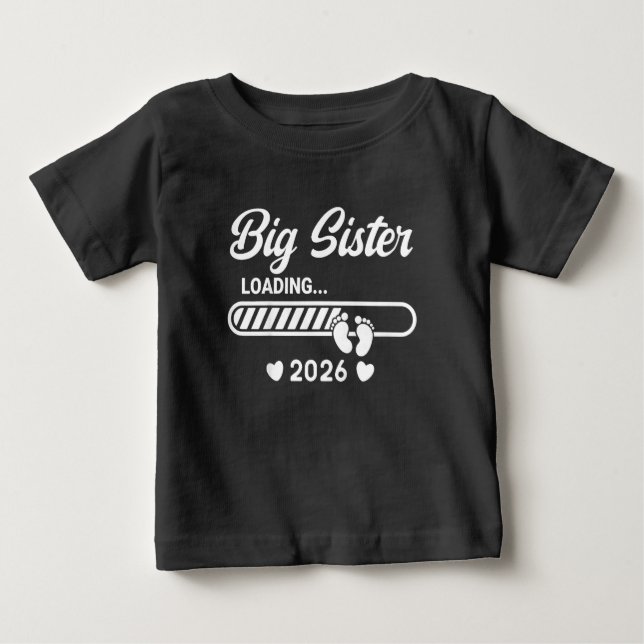 Camiseta De Bebé Hermana Mayor Cargando 2026 Ascendida a Hermana Ma (Anverso)