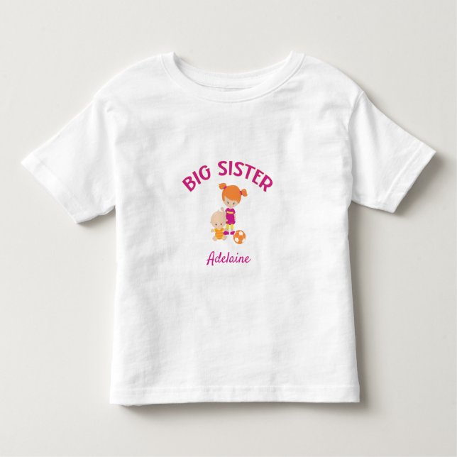 Camiseta De Bebé Hermana mayor con hermano bebé personalizado (Anverso)
