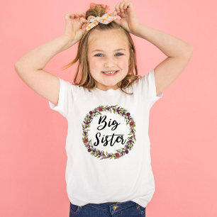 Camiseta De Bebé Hermana Mayor Corona de Flores Violeta