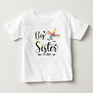 Camiseta De Bebé Hermana Mayor EST.2022, unicornio