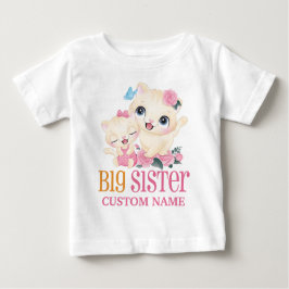 Camiseta De Bebé Hermana Mayor Monograma Colorido y Gatos Lindos