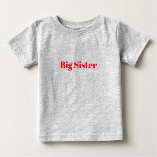 Camiseta De Bebé Hermana Mayor nombre personalizado en rojo