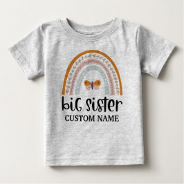 Camiseta De Bebé Hermana Mayor Personalizada Boho Arcoíris & Maripo