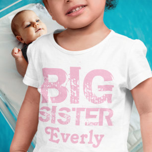 Camiseta De Bebé Hermana Mayor Rosa Personalizada