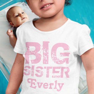 Camiseta De Bebé Hermana Mayor Rosa Personalizada
