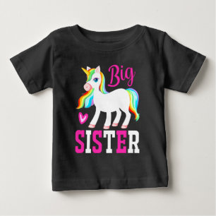 Camiseta De Bebé Hermana Mayor Unicornio Mágico con Crin y Cola de 