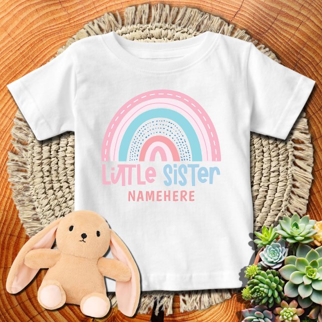 Camiseta De Bebé Hermana Pequeña Nombre Personalizado Arcoíris Lind (Subido por el creador)