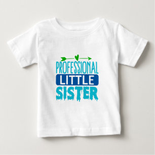Camiseta De Bebé Hermana Pequeña Profesional Pintura Azul Goteo