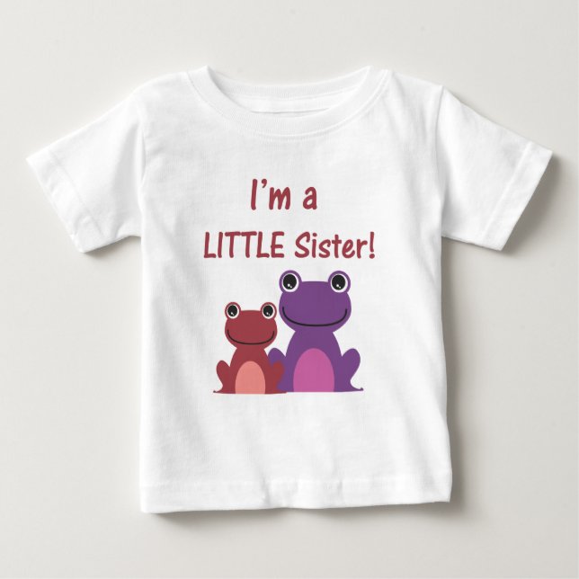 Camiseta De Bebé Hermana Pequeña Rana Hermana T (Púrpura/Rosa) (Anverso)
