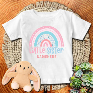 Camiseta De Bebé Hermanita Nombre Personalizado Lindo Arcoíris