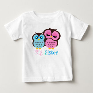 Camiseta De Bebé Hermanito Hermano Grande de Lechuzas Azules y Rosa