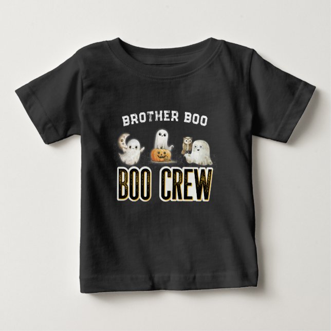 Camiseta De Bebé Hermano Boo Crew de Halloween personalizado (Anverso)