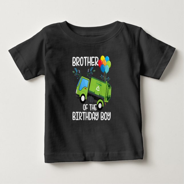 Camiseta De Bebé Hermano Del Regalo De Camión Basura De Cumpleaños (Anverso)