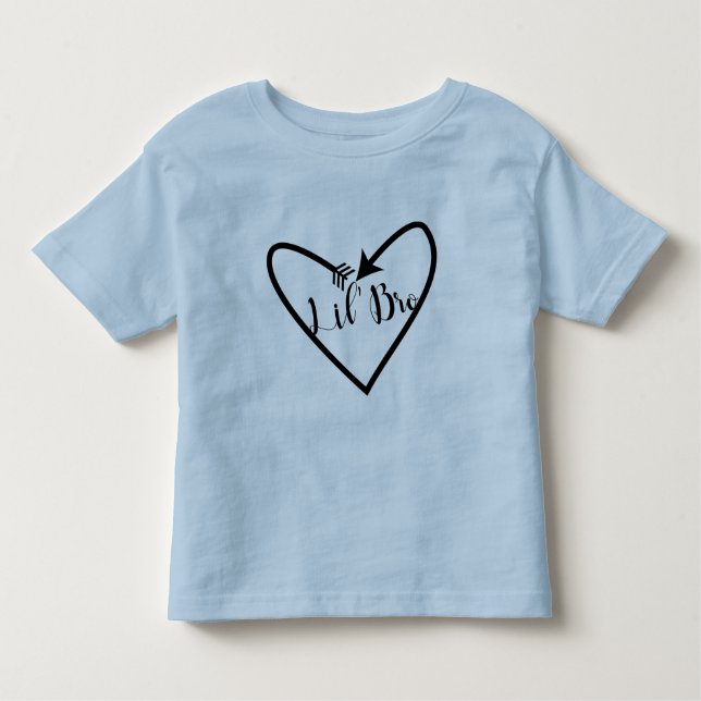 Camiseta De Bebé Hermano Lil' Pequeño Script Flecha Corazón Boho (Anverso)