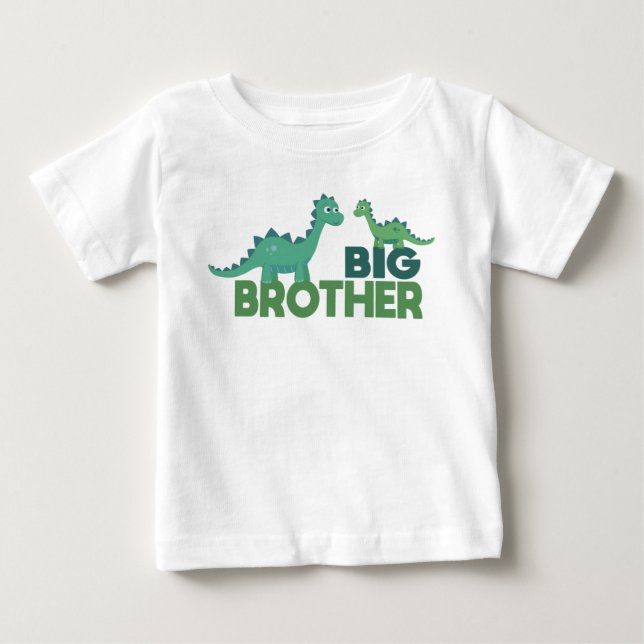 Camiseta De Bebé Hermano mayor dinosaurio dibujo animado animal (Anverso)