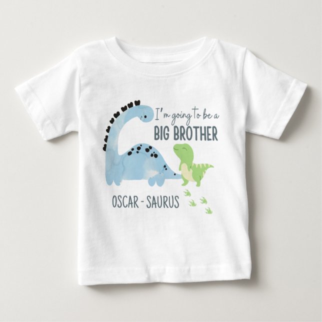 Camiseta De Bebé Hermano Mayor Dinosaurio Personalizado, Hermano Ma (Anverso)