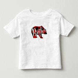 Camiseta De Bebé Hermano Oso Cuadrillé Búfalo Rojo Rústico Familia