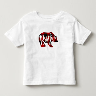 Camiseta De Bebé Hermano Oso Cuadrillé Búfalo Rojo Rústico Familia