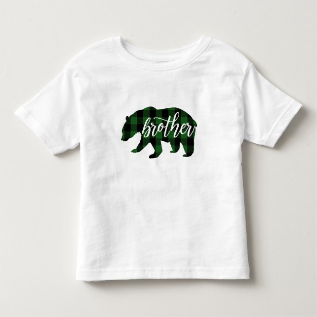 Camiseta De Bebé Hermano Oso | Cuadro Verde (Anverso)