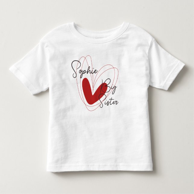 Camiseta De Bebé Hermanos Cute Hermanos Gran Hermana Nombre Corazón (Anverso)
