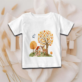 Camiseta De Bebé Hermosa Casa Campestre con Ciervos del Bosque