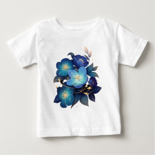 Camiseta De Bebé Hermosa disposición floral azul acuarela