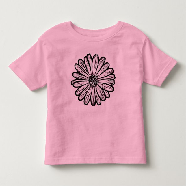 Camiseta De Bebé Hermosa flor de margarita, Ilustracion de semitono (Anverso)