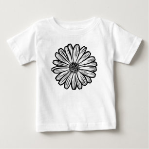 Camiseta De Bebé Hermosa flor de margarita, Ilustracion de semitono